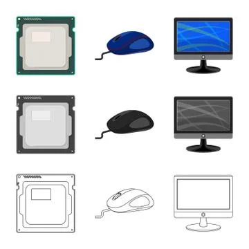 Vector illustration of laptop and device symbol. Set of laptop and server stock Illustrazione stock