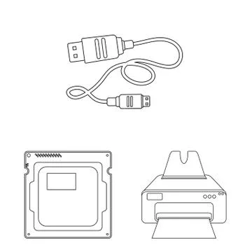 Vector illustration of laptop and device symbol. Set of laptop and server stock Stock Illustration