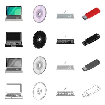 Vector illustration of laptop and device logo. Set of laptop and server vector Stock Illustration
