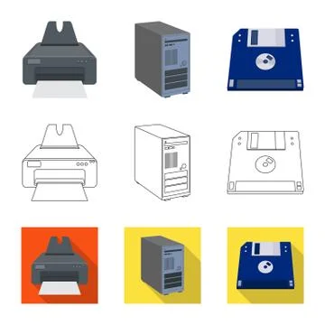 Vector illustration of laptop and device symbol. Collection of laptop and server イラスト素材