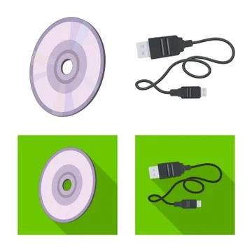 Vector illustration of laptop and device icon. Collection of laptop and server 스톡 일러스트