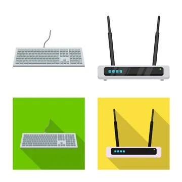 Vector illustration of laptop and device logo. Set of laptop and server stock 스톡 일러스트