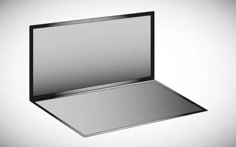 Vector illustration of a laptop without a black and white keyboard in the ope Stock Illustration