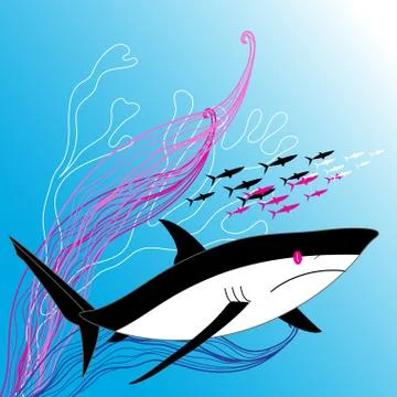 Vector illustration of a large shark Stock Illustration