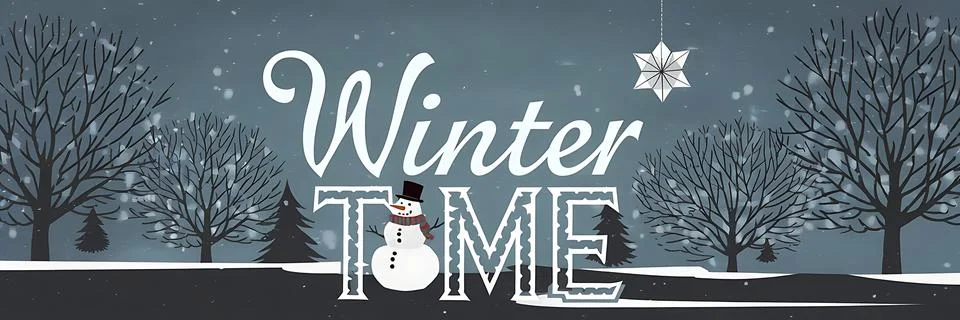 A vector illustration of a large winter time banner with holiday Stock Illustration