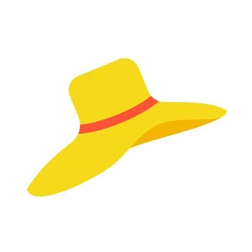 Vector illustration. Large yellow beach hat. Isolated object on a white bac.. Stock Illustration