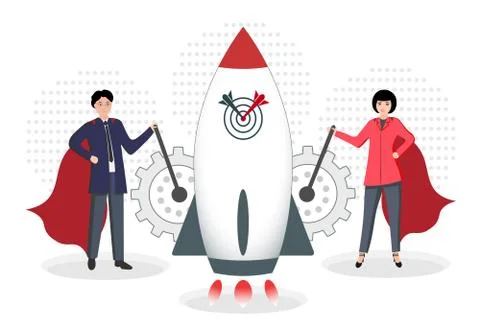 Vector illustration of the launch of a business project, start in business. Stock Illustration