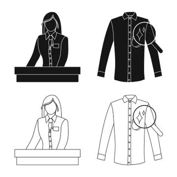 Vector illustration of laundry and clean symbol. Set of laundry and clothes Stock Illustration