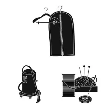 Vector illustration of laundry and clean symbol. Set of laundry and clothes Illustrazione stock