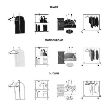 Vector illustration of laundry and clean sign. Collection of laundry and clothes Illustrazione stock