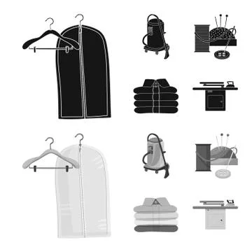 Vector illustration of laundry and clean symbol. Set of laundry and clothes Stock Illustration