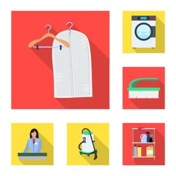 Vector illustration of laundry and clean sign. Set of laundry and clothes stock Stock Illustration