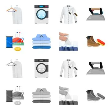 Vector illustration of laundry and clean icon. Collection of laundry and clothes Stock Illustration