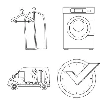Vector illustration of laundry and clean logo. Collection of laundry and clothes Stock Illustration