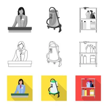 Vector illustration of laundry and clean symbol. Set of laundry and clothes Stock Illustration
