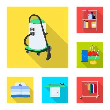 Vector illustration of laundry and clean sign. Collection of laundry and clothes Stock Illustration