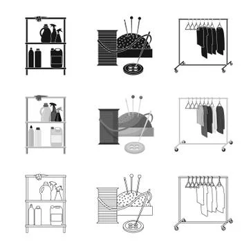 Vector illustration of laundry and clean sign. Collection of laundry and clothes Illustrazione stock