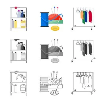 Vector illustration of laundry and clean sign. Set of laundry and clothes stock Illustrazione stock