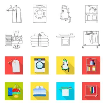 Vector illustration of laundry and clean symbol. Set of laundry and clothes Illustrazione stock