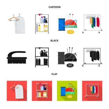 Vector illustration of laundry and clean sign. Set of laundry and clothes stock Illustrazione stock