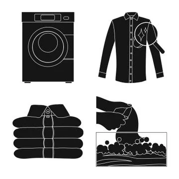 Vector illustration of laundry and clean sign. Collection of laundry and clothes Stock Illustration