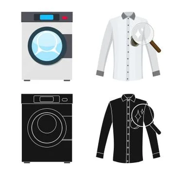 Vector illustration of laundry and clean sign. Set of laundry and clothes vector Stock Illustration