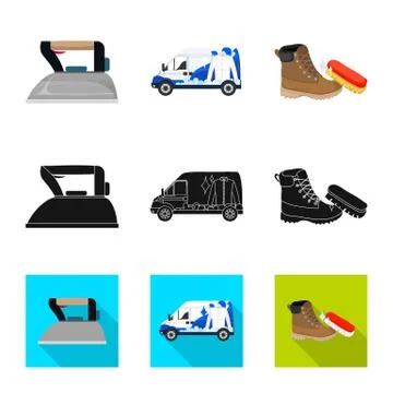 Vector illustration of laundry and clean logo. Set of laundry and clothes stock Illustration