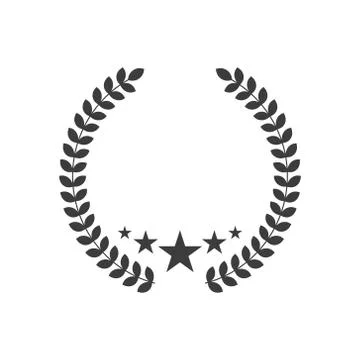 Vector illustration of laurel wreath with 3 stars. Vector. Stock Illustration