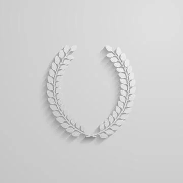 Vector illustration of laurel wreath. 3d paper design with long shadow Stock Illustration
