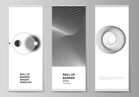 Vector illustration layout of roll up banner stands, vertical flyers, flags 스톡 일러스트