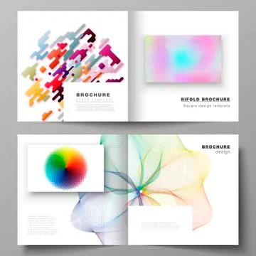 The vector illustration of the layout of two covers templates for square design Stock Illustration