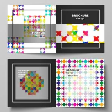 The vector illustration layout of two covers templates for square design bifold Stock Illustration