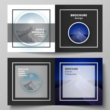 Vector illustration layout of two covers templates for square design bifold Stock Illustration