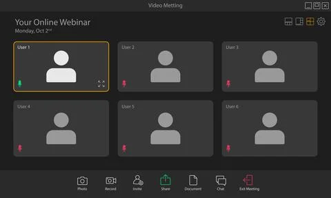 Vector illustration of the layout of a video conference app. Stock Illustration