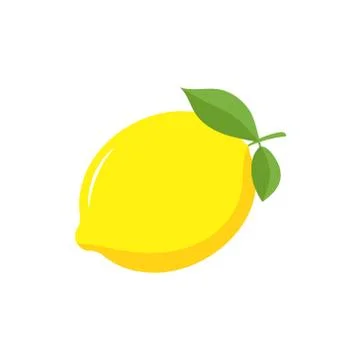 Vector illustration of lemon with leaf. Isolated. Stock Illustration