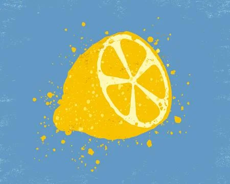 Vector illustration of lemon. Vector juicy lemon in grunge style. 库存插图
