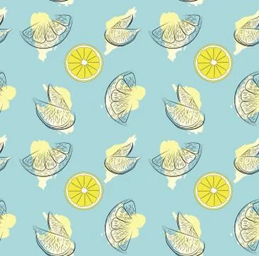 Vector illustration of lemons on a blue background Иллюстрация