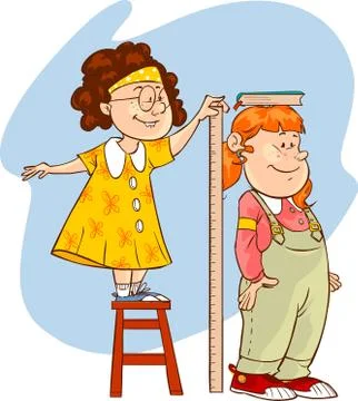Vector illustration of a length measuring children Stock Illustration
