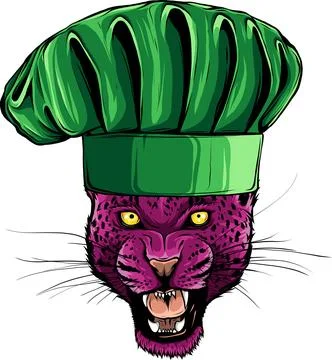 Vector illustration of leopard with chef hat Stock Illustration