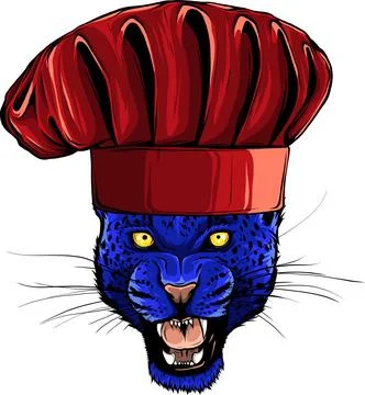 Vector illustration of leopard with chef hat Stock Illustration