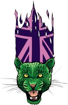 Vector illustration of leopard head with british flag Stock-Illustration
