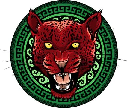 Vector illustration of leopard head in chain lace frame Stock Illustration