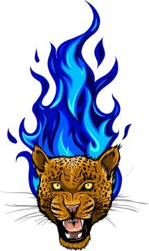 Vector illustration of Leopard head with fire. 스톡 일러스트