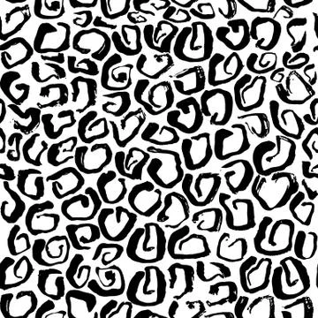 Vector illustration Leopard print seamless pattern. Black and white background 스톡 일러스트