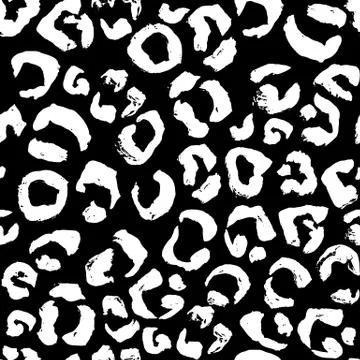 Vector illustration Leopard print seamless pattern. Black and white background 스톡 일러스트