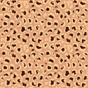 Vector illustration leopard print seamless pattern. Brown hand drawn background Stock Illustration