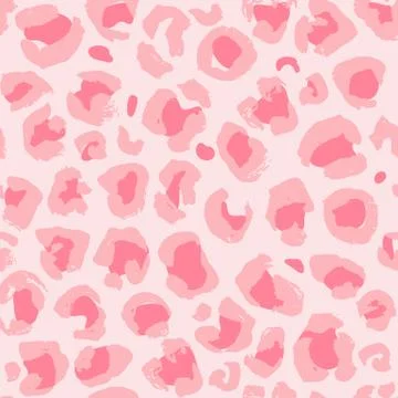 Vector illustration leopard print seamless pattern. Pink hand drawn background Stock Illustration
