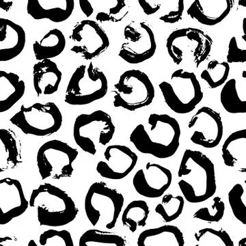 Vector illustration Leopard print seamless pattern. Black and white background Stock Illustration