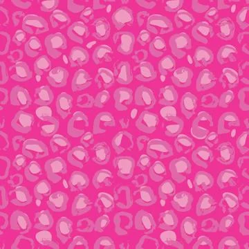 Vector illustration leopard print seamless pattern. Pink hand drawn background Stock Illustration