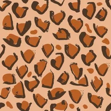 Vector illustration Leopard print seamless pattern. brown hand drawn background Stock Illustration